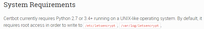 Certbot System Requirements image