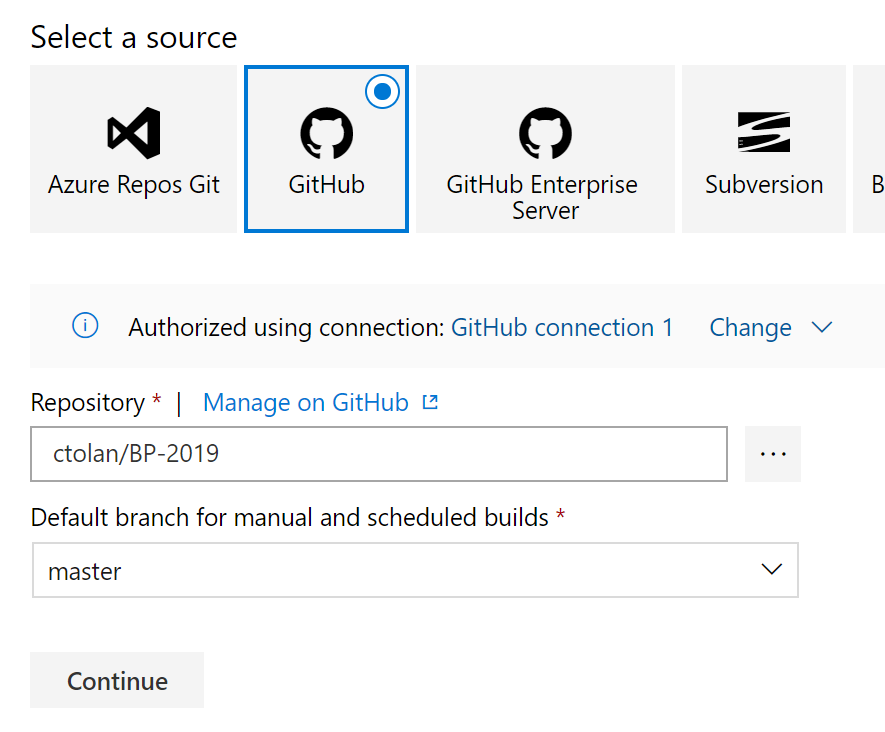 Repository Selection image