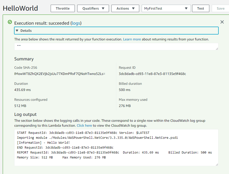 AWS PowerShell Lambda Works Image